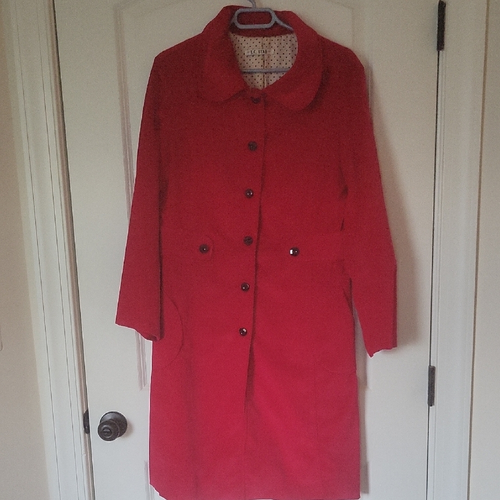 Vintage EC Star Red Velvet Coat Large